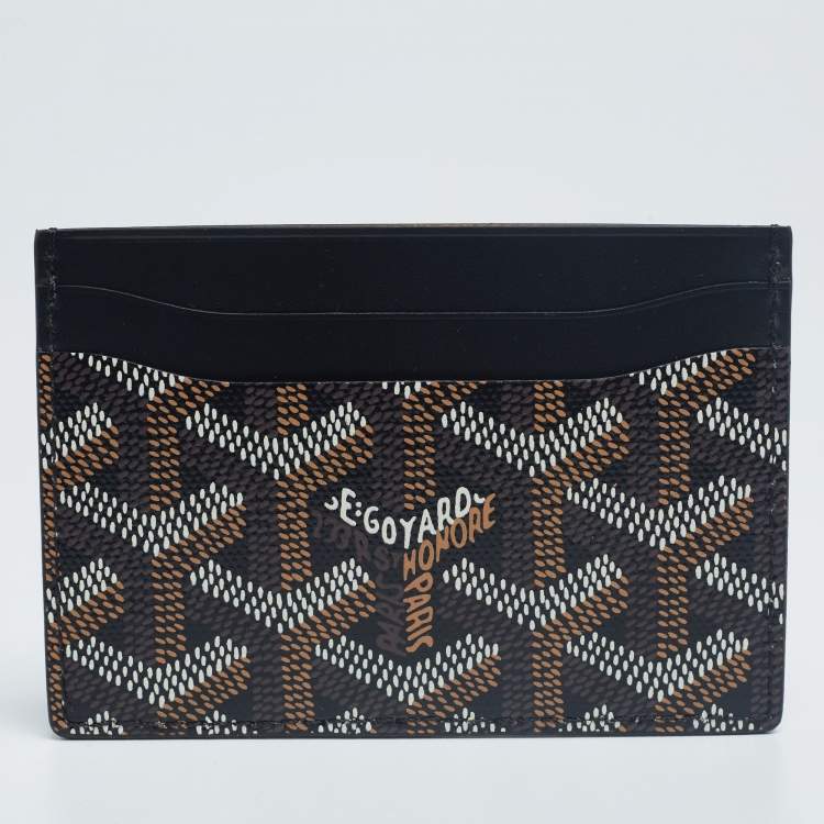 Pre Owned Goyard Black Goyardine Coated Canvas and Leather Saint Sulpice Card Holder