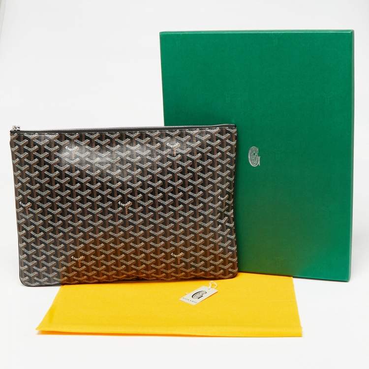 Pre Owned Goyard Black Goyardine Coated Canvas Senat GM Clutch