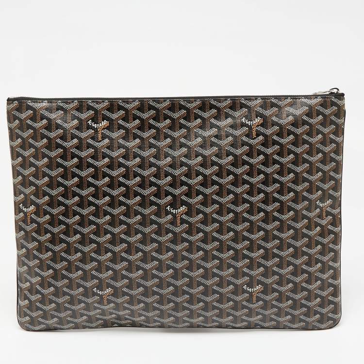 Pre Owned Goyard Black Goyardine Coated Canvas Senat GM Clutch