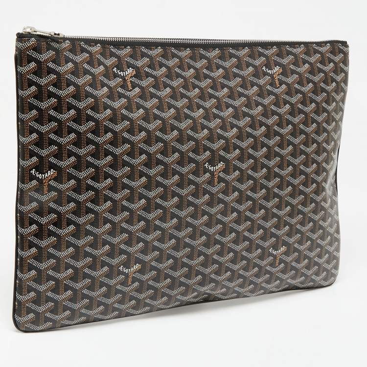 Pre Owned Goyard Black Goyardine Coated Canvas Senat GM Clutch