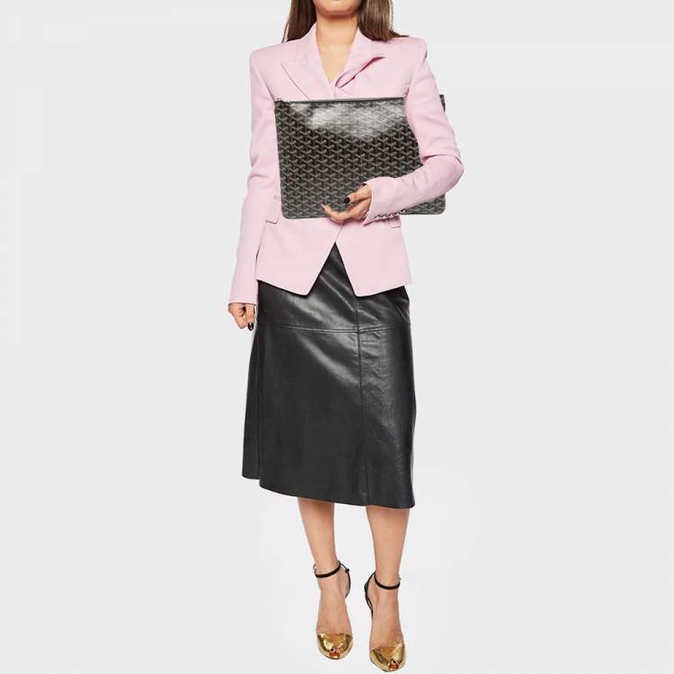 Pre Owned Goyard Black Goyardine Coated Canvas Senat GM Clutch