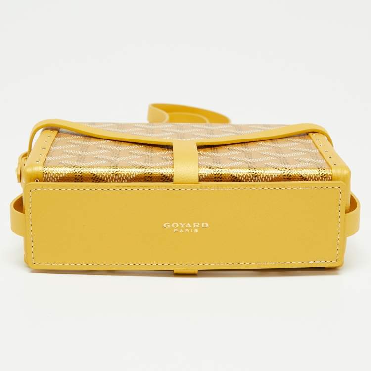 Pre Owned Goyard Yellow/Gold Coated Canvas and Leather Minaudiere Trunk Bag