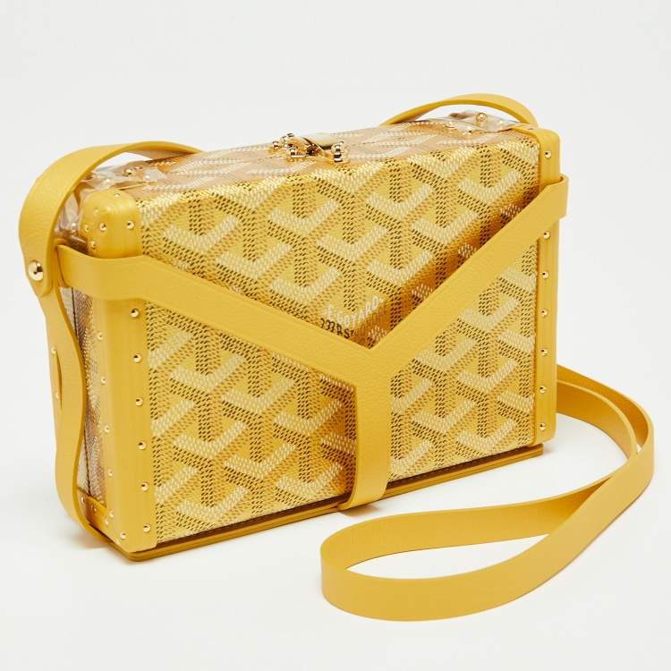 Pre Owned Goyard Yellow/Gold Coated Canvas and Leather Minaudiere Trunk Bag