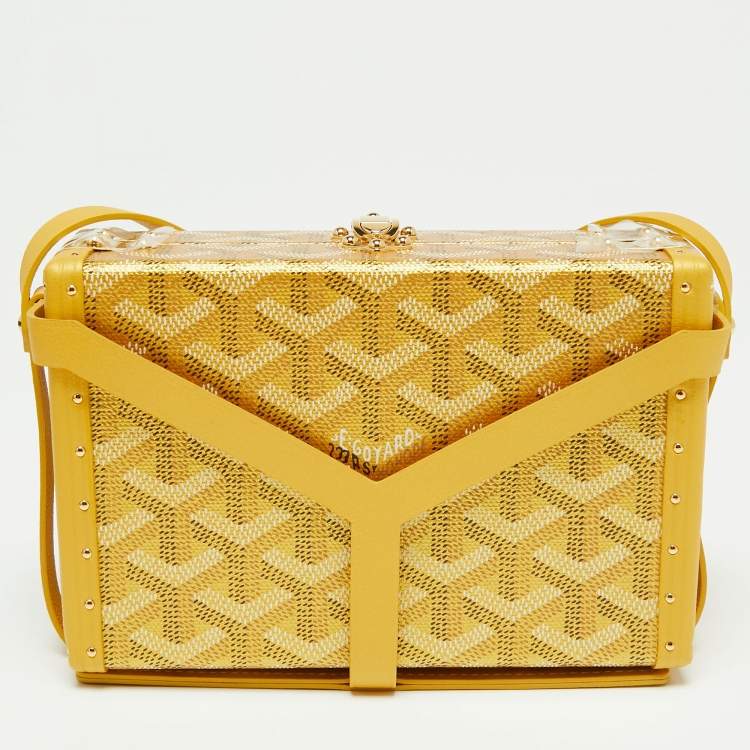 Pre Owned Goyard Yellow/Gold Coated Canvas and Leather Minaudiere Trunk Bag