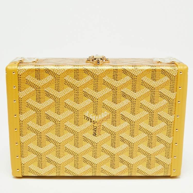 Pre Owned Goyard Yellow/Gold Coated Canvas and Leather Minaudiere Trunk Bag