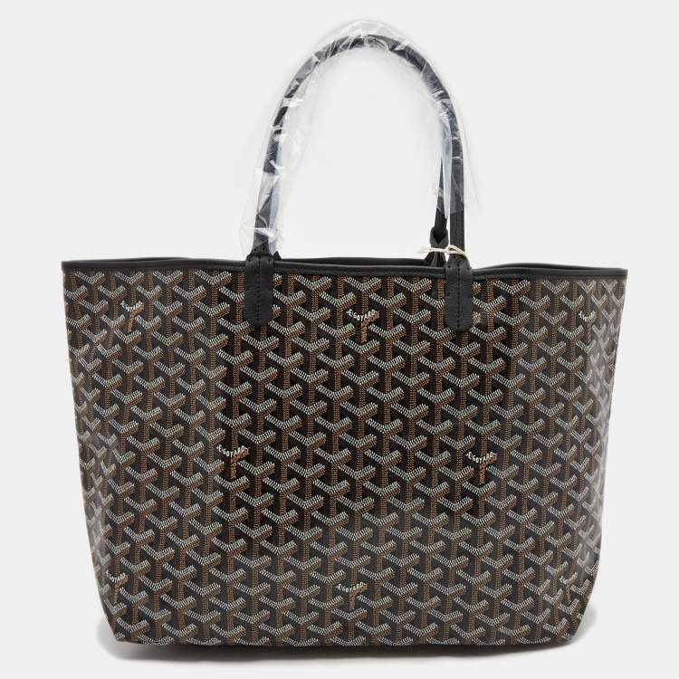 Pre Owned Goyard Black Goyardine Coated Canvas and Leather Saint Louis PM Tote