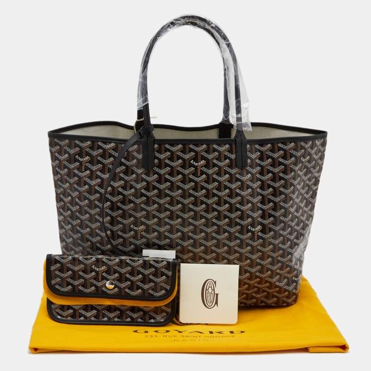 Pre Owned Goyard Black Goyardine Coated Canvas and Leather Saint Louis PM Tote