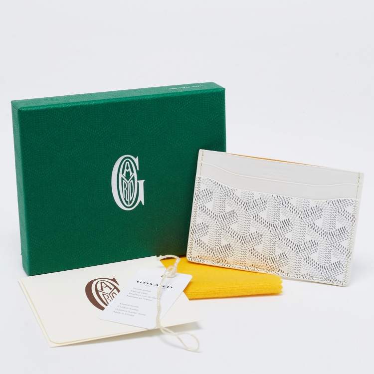 Pre Owned Goyard White Goyardine Coated Canvas and Leather Saint Sulpice Card Holder