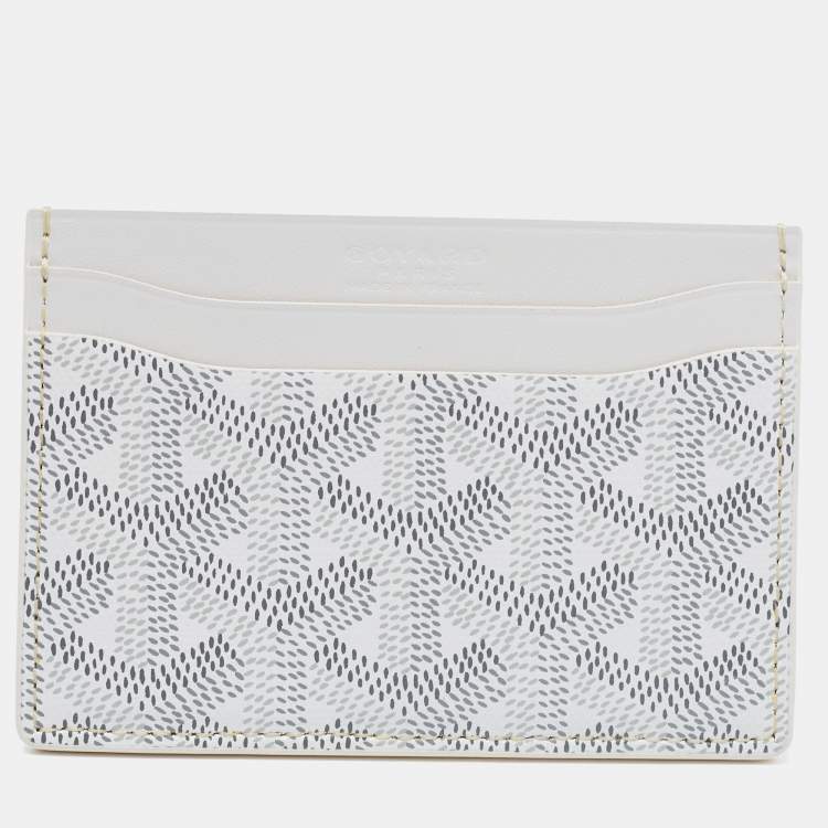 Pre Owned Goyard White Goyardine Coated Canvas and Leather Saint Sulpice Card Holder