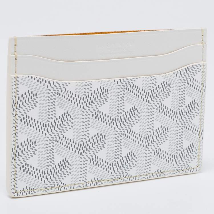 Pre Owned Goyard White Goyardine Coated Canvas and Leather Saint Sulpice Card Holder
