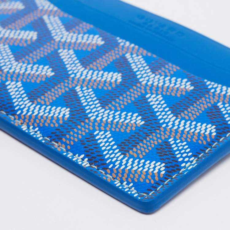 Pre Owned Goyard Blue Goyardine Coated Canvas and Leather Saint Sulpice Card Holder