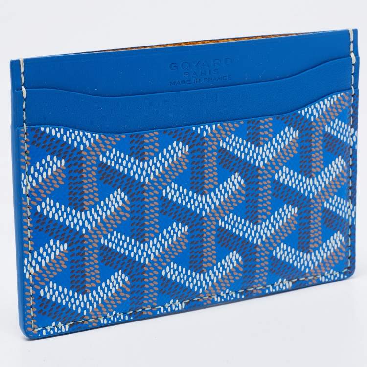 Pre Owned Goyard Blue Goyardine Coated Canvas and Leather Saint Sulpice Card Holder