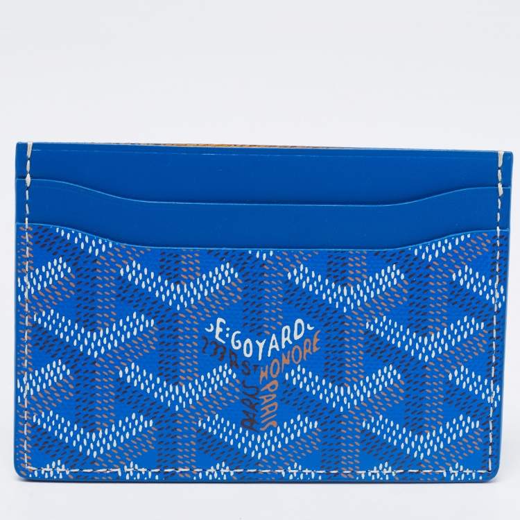 Pre Owned Goyard Blue Goyardine Coated Canvas and Leather Saint Sulpice Card Holder