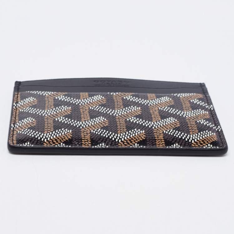 Pre Owned Goyard Black Goyardine Coated Canvas and Leather Saint Sulpice Card Holder