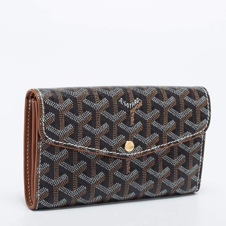 Pre Owned Goyard Brown Goyardine Coated Canvas and Leather Double Flap Continental Wallet
