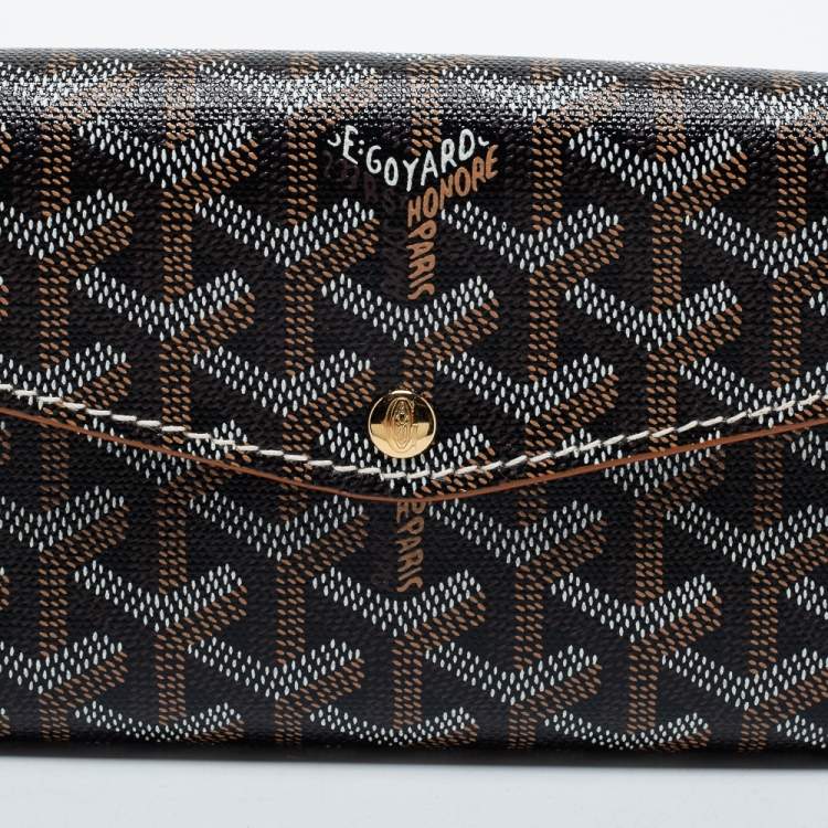 Pre Owned Goyard Brown Goyardine Coated Canvas and Leather Double Flap Continental Wallet