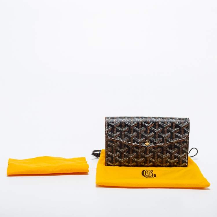 Pre Owned Goyard Brown Goyardine Coated Canvas and Leather Double Flap Continental Wallet