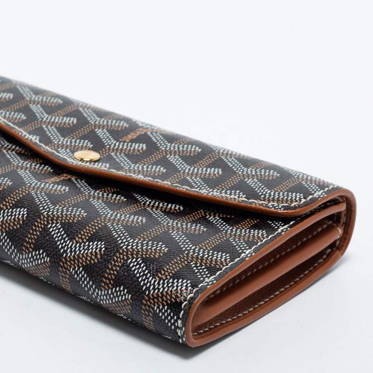 Pre Owned Goyard Brown Goyardine Coated Canvas and Leather Double Flap Continental Wallet