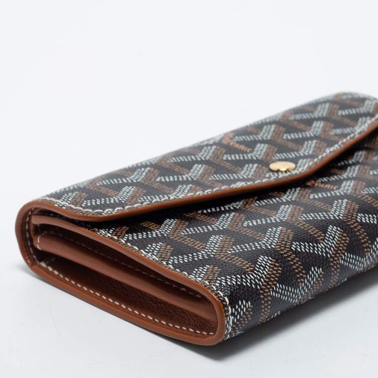 Pre Owned Goyard Brown Goyardine Coated Canvas and Leather Double Flap Continental Wallet