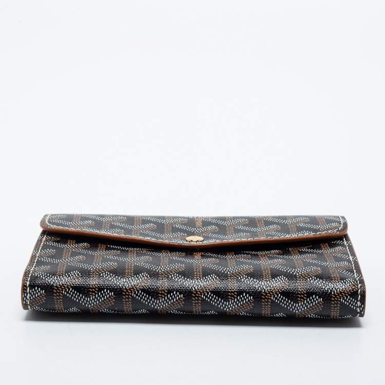 Pre Owned Goyard Brown Goyardine Coated Canvas and Leather Double Flap Continental Wallet