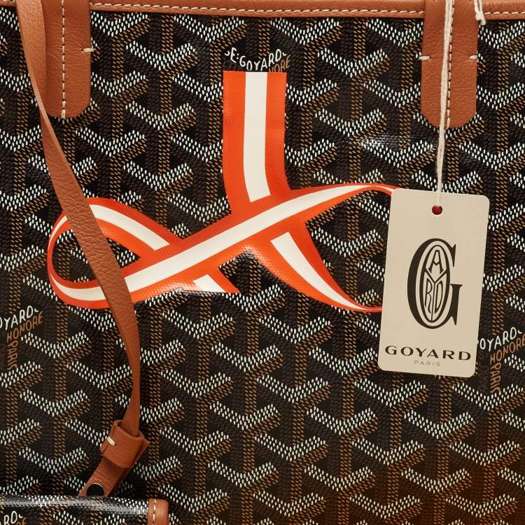 Pre Owned Goyard Brown Goyardine Coated Canvas and Leather Printed Saint Louis PM Tote