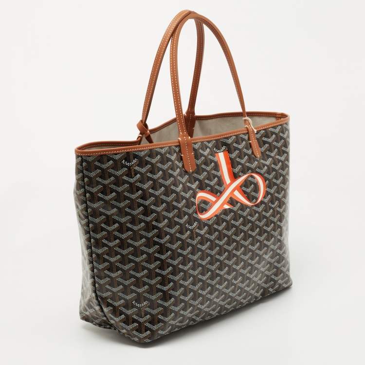 Pre Owned Goyard Brown Goyardine Coated Canvas and Leather Printed Saint Louis PM Tote
