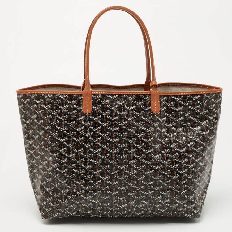 Pre Owned Goyard Brown Goyardine Coated Canvas and Leather Printed Saint Louis PM Tote