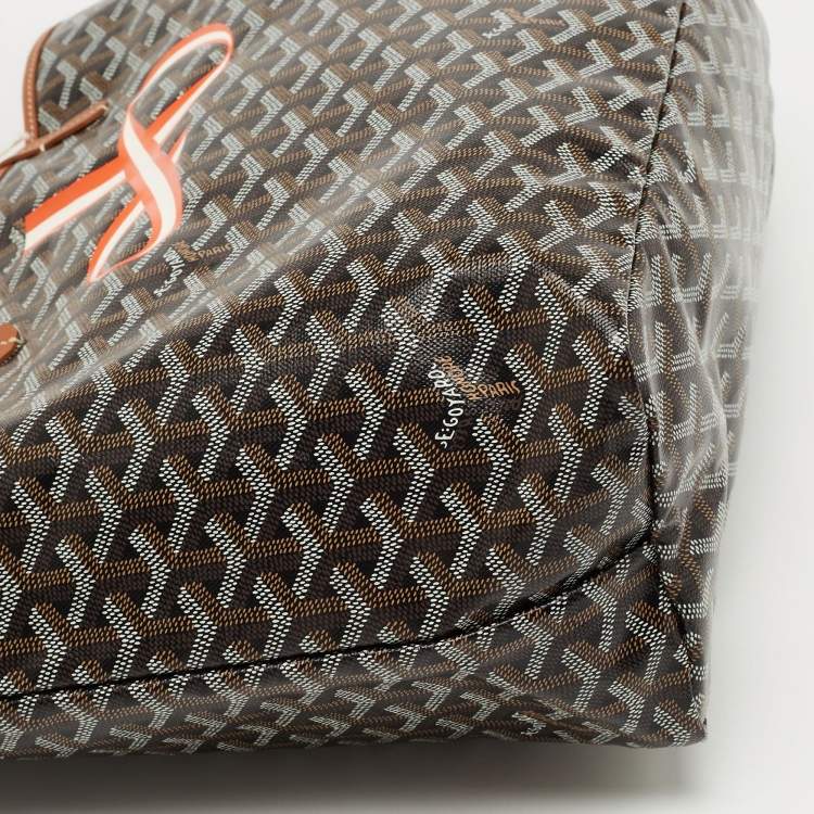 Pre Owned Goyard Brown Goyardine Coated Canvas and Leather Printed Saint Louis PM Tote