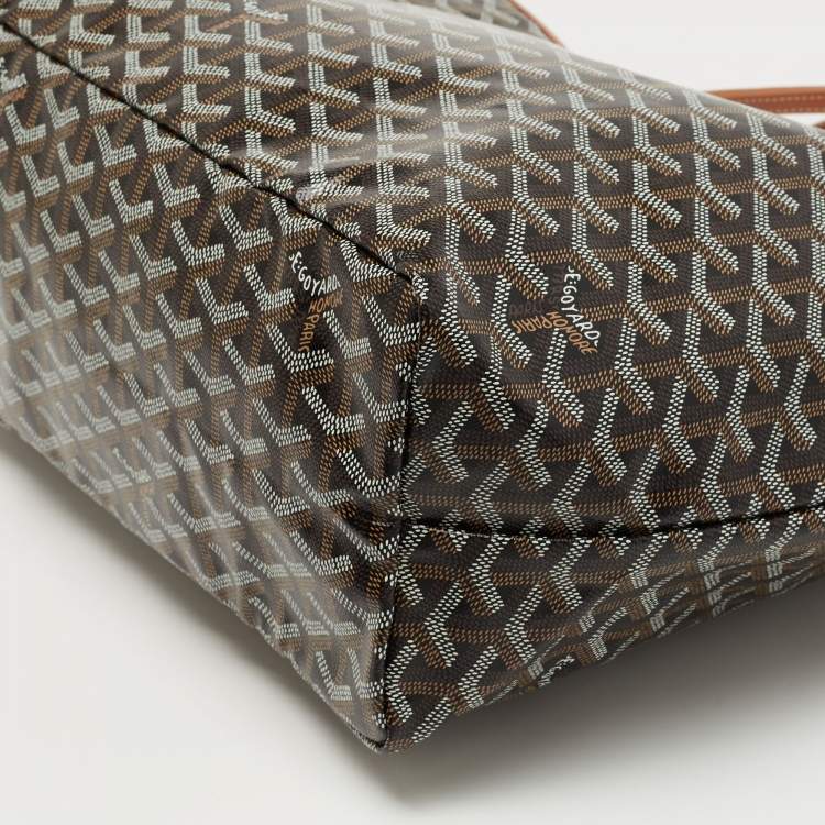 Pre Owned Goyard Brown Goyardine Coated Canvas and Leather Printed Saint Louis PM Tote