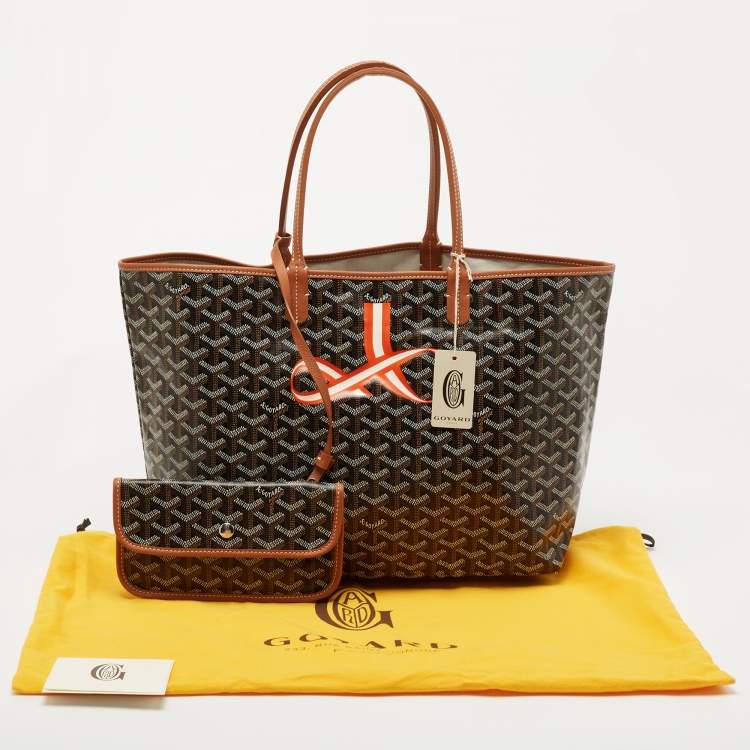 Pre Owned Goyard Brown Goyardine Coated Canvas and Leather Printed Saint Louis PM Tote