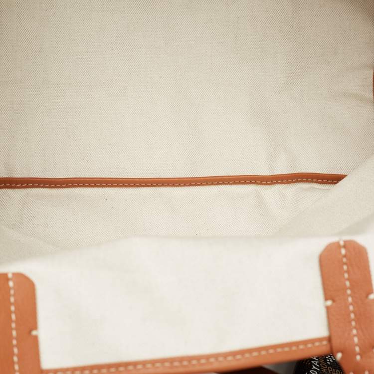 Pre Owned Goyard Brown Goyardine Coated Canvas and Leather Printed Saint Louis PM Tote