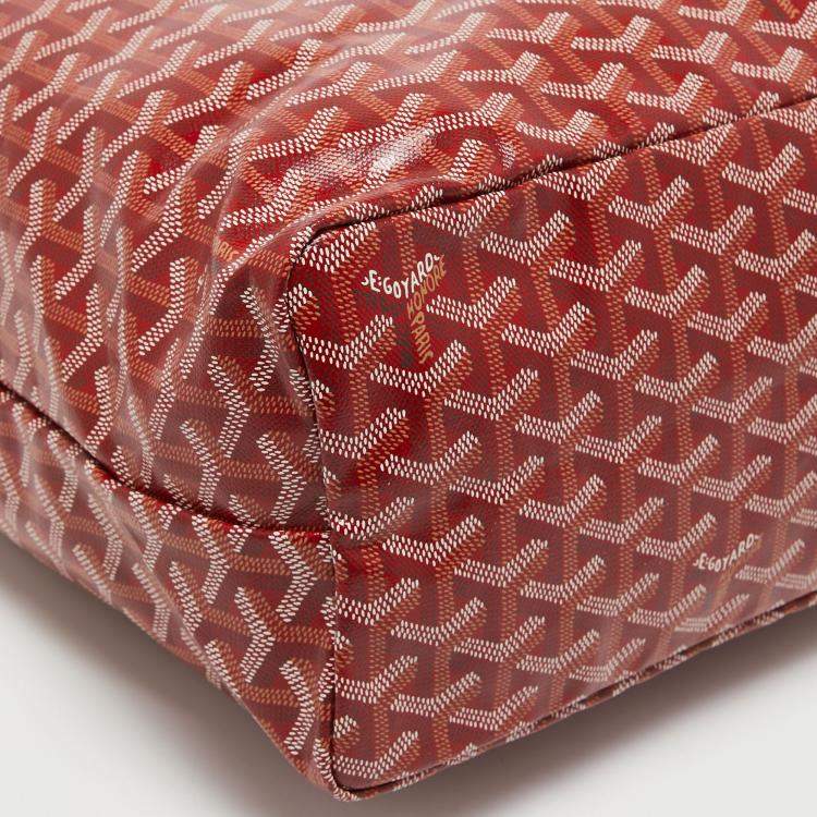Pre Owned Goyard Red Goyardine Coated Canvas and Leather Saint Louis PM Tote