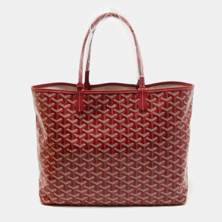 Pre Owned Goyard Red Goyardine Coated Canvas and Leather Saint Louis PM Tote