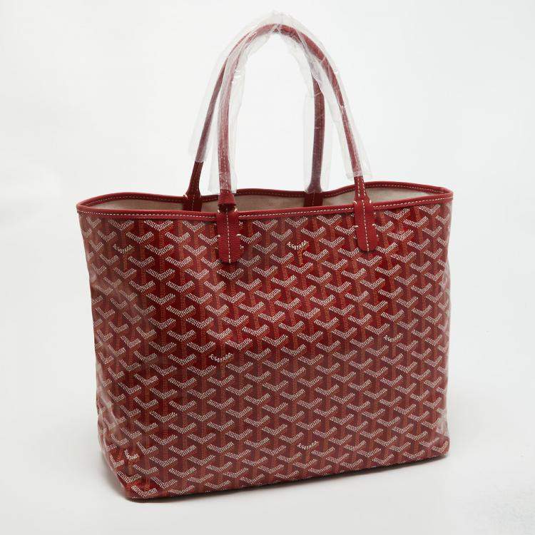 Pre Owned Goyard Red Goyardine Coated Canvas and Leather Saint Louis PM Tote