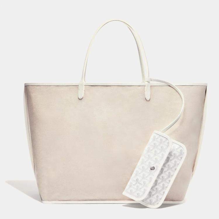 Pre Owned Goyard White Goyardine Coated Canvas and Leather Saint Louis GM Tote
