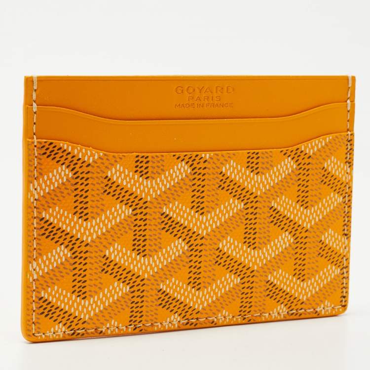 Pre Owned Goyard Yellow Goyardine Coated Canvas and Leather Saint Sulpice Card Holder