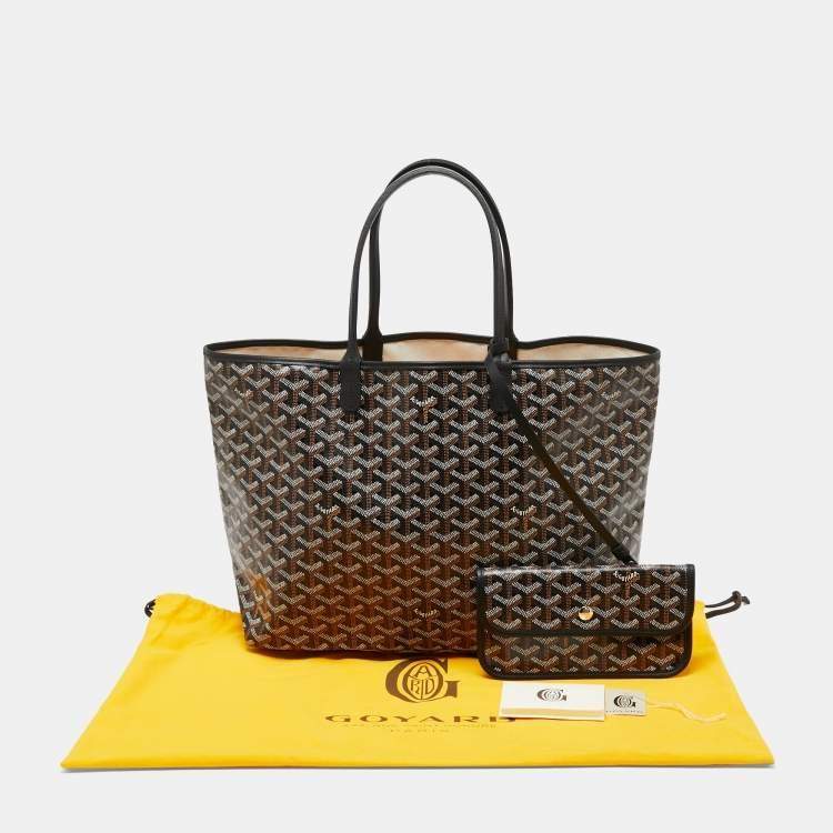 Pre Owned Goyard Black Goyardine Coated Canvas and Leather Saint Louis PM Tote