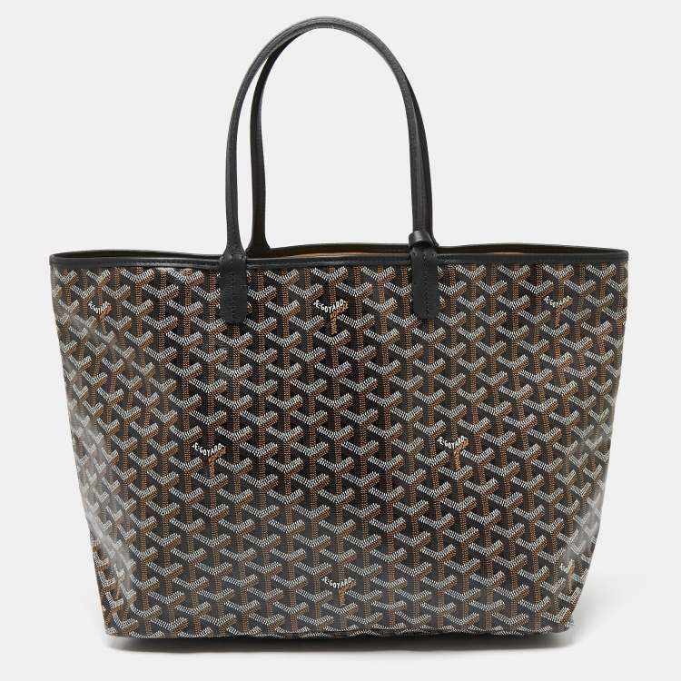 Pre Owned Goyard Black Goyardine Coated Canvas and Leather Saint Louis PM Tote