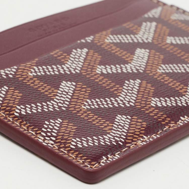 Pre Owned Goyard Burgundy Goyardine Coated Canvas and Leather Saint Sulpice Card Holder