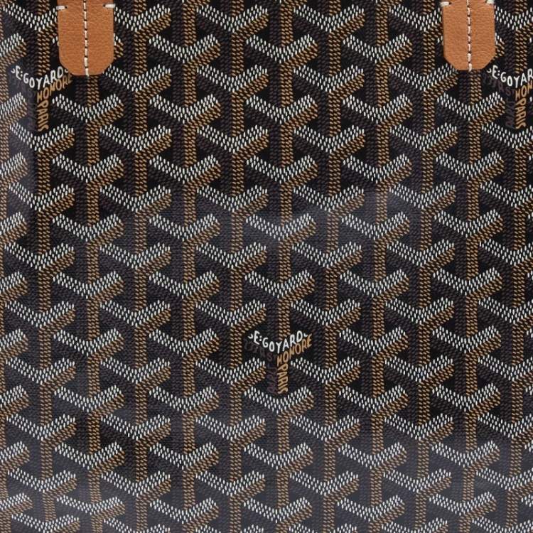 Pre Owned Goyard Black/Tan Goyardine Coated Canvas and Leather Saint Louis PM Tote