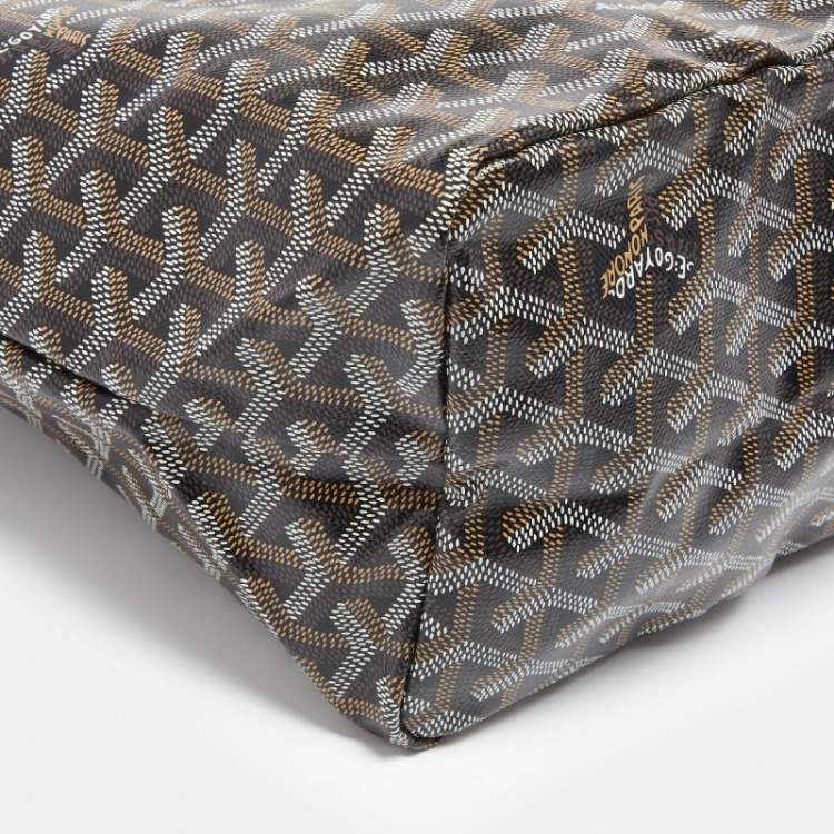 Pre Owned Goyard Black/Tan Goyardine Coated Canvas and Leather Saint Louis PM Tote