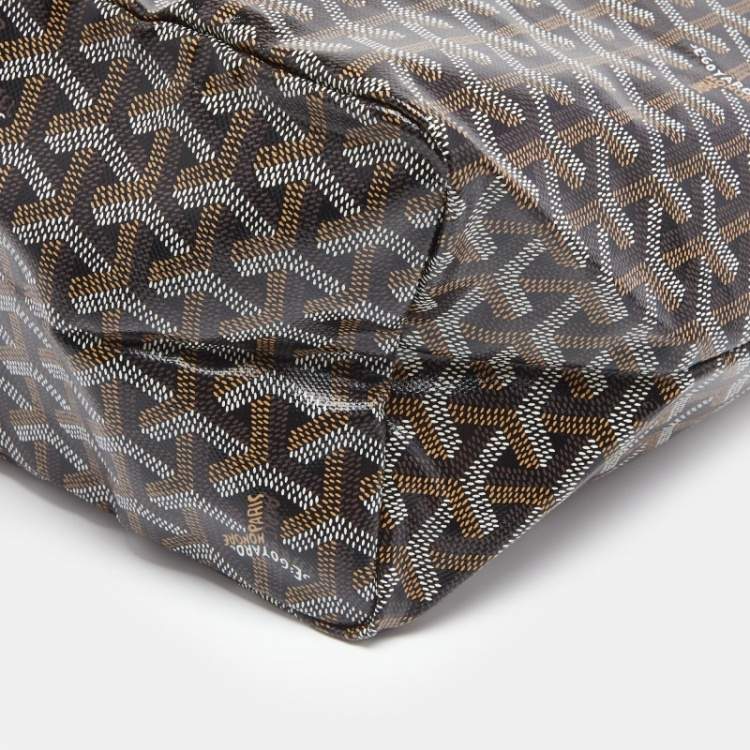 Pre Owned Goyard Black/Tan Goyardine Coated Canvas and Leather Saint Louis PM Tote
