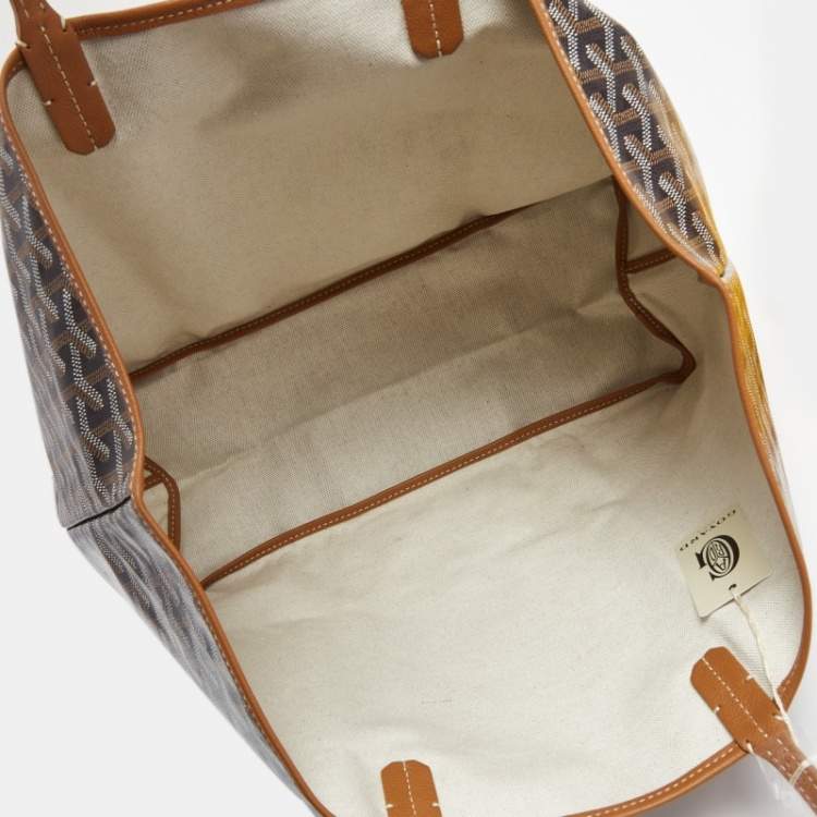 Pre Owned Goyard Black/Tan Goyardine Coated Canvas and Leather Saint Louis PM Tote