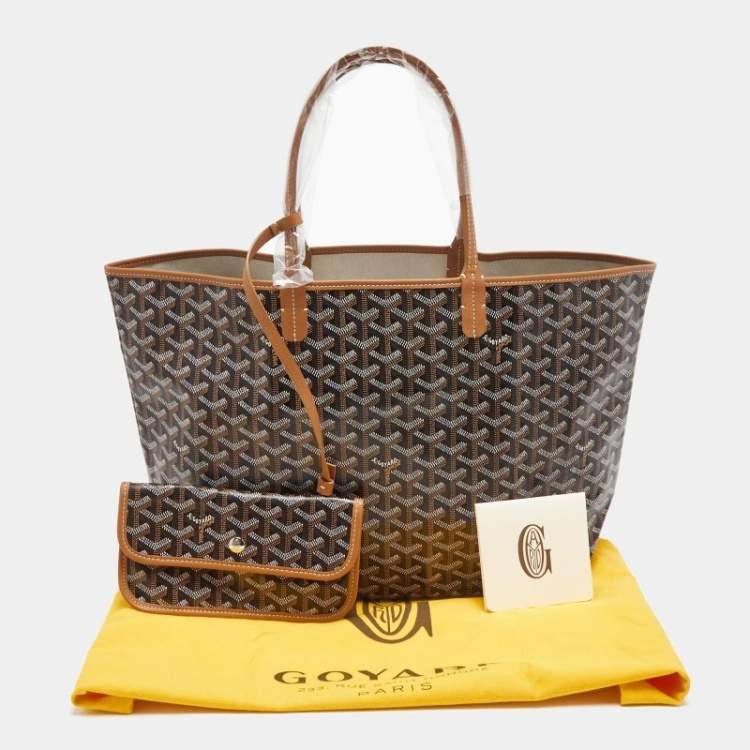 Pre Owned Goyard Black/Tan Goyardine Coated Canvas and Leather Saint Louis PM Tote