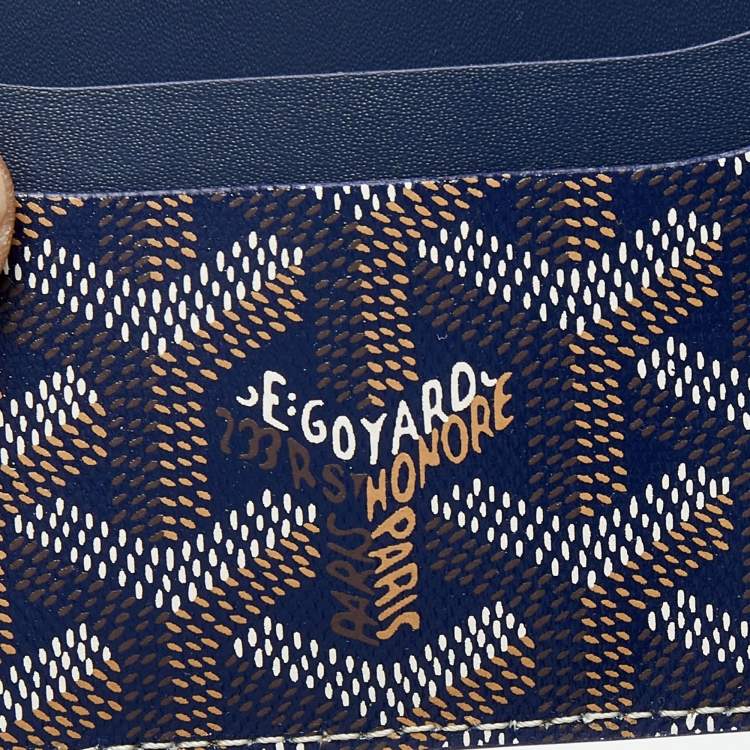 Pre Owned Goyard Blue Coated Canvas Saint Sulpice Card Holder 