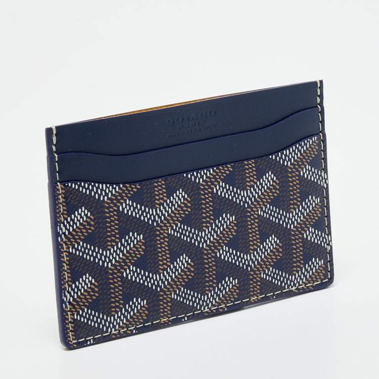 Pre Owned Goyard Blue Coated Canvas Saint Sulpice Card Holder 
