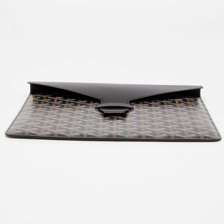 Pre Owned Goyard Blue Goyardine Coated Canvas And Leather Commando Envelope 2 Large Pouch Clutch
