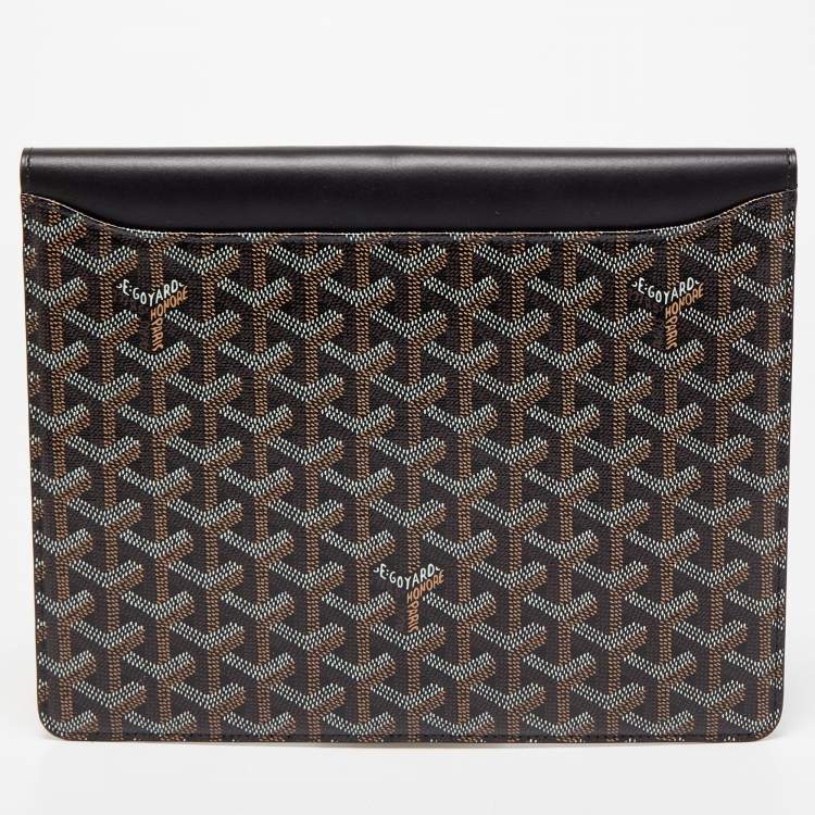 Pre Owned Goyard Blue Goyardine Coated Canvas And Leather Commando Envelope 2 Large Pouch Clutch