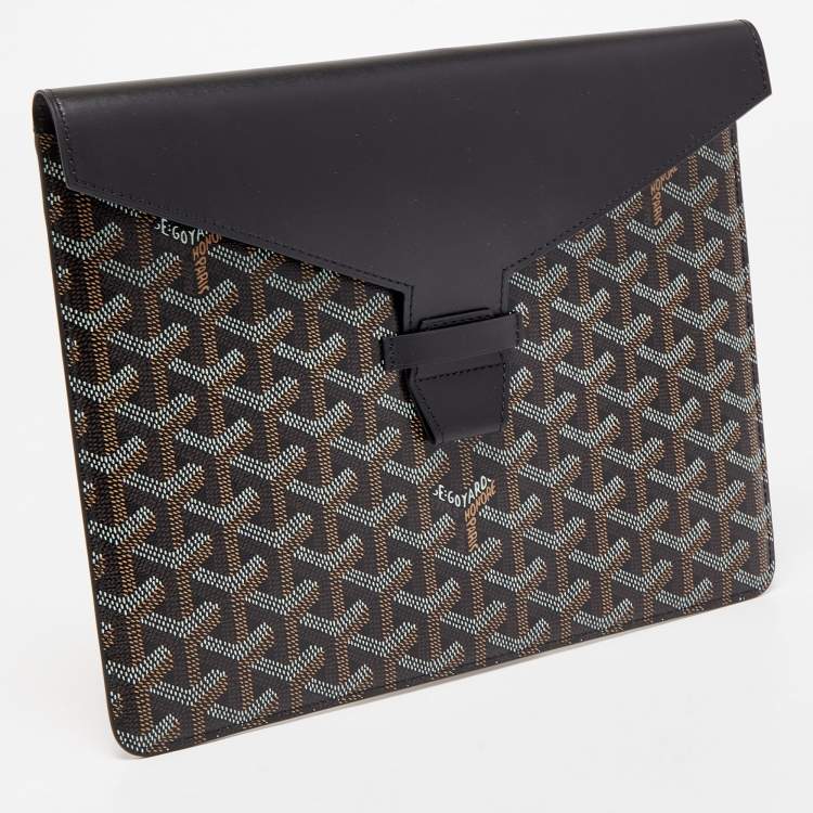 Pre Owned Goyard Blue Goyardine Coated Canvas And Leather Commando Envelope 2 Large Pouch Clutch