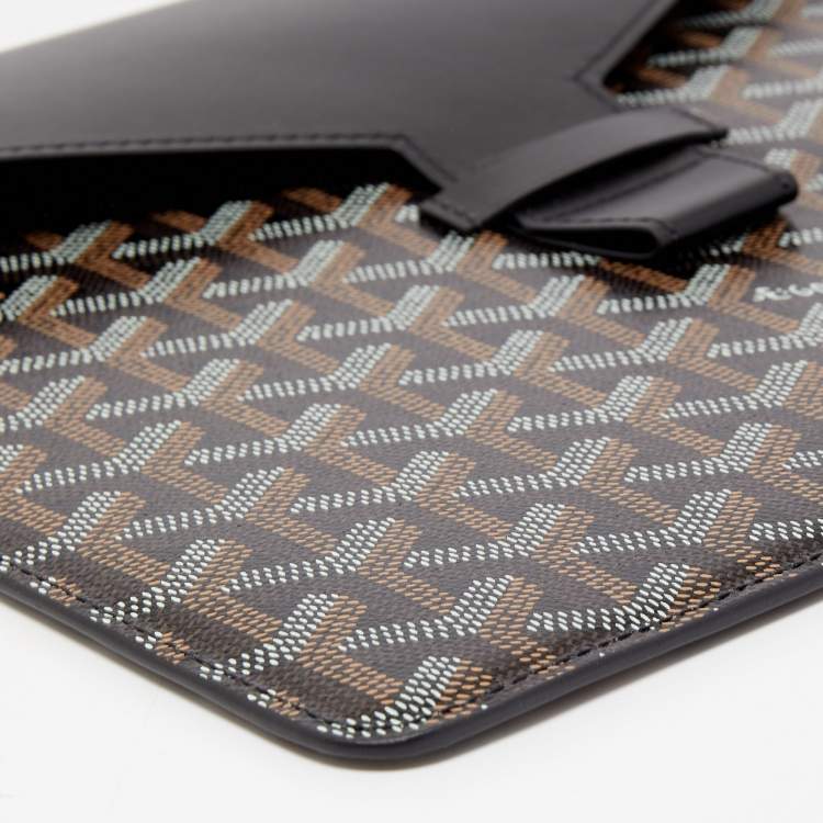 Pre Owned Goyard Blue Goyardine Coated Canvas And Leather Commando Envelope 2 Large Pouch Clutch